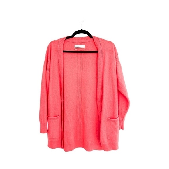 ANTHROPOLOGIE Pilcro Kelly 100% Cashmere Button Front Cardigan Coral Pink XS - Picture 2 of 6